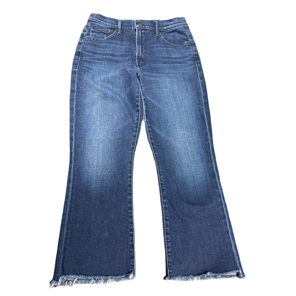 Mother Insider Step Cropped Fray Dark Blue Denim Jeans - Picture 3 of 14